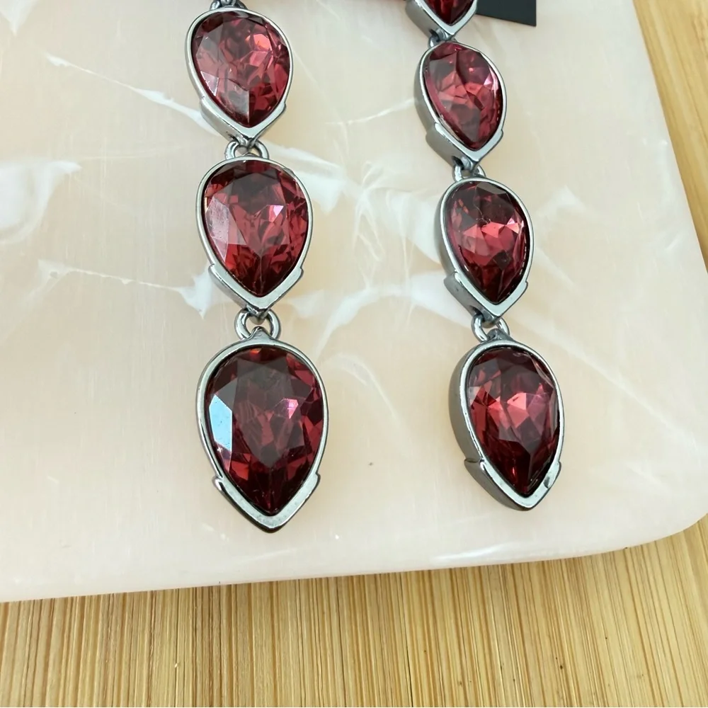 Simply Vera Vera Wang Deep Red Drop Earrings - Picture 2 of 6